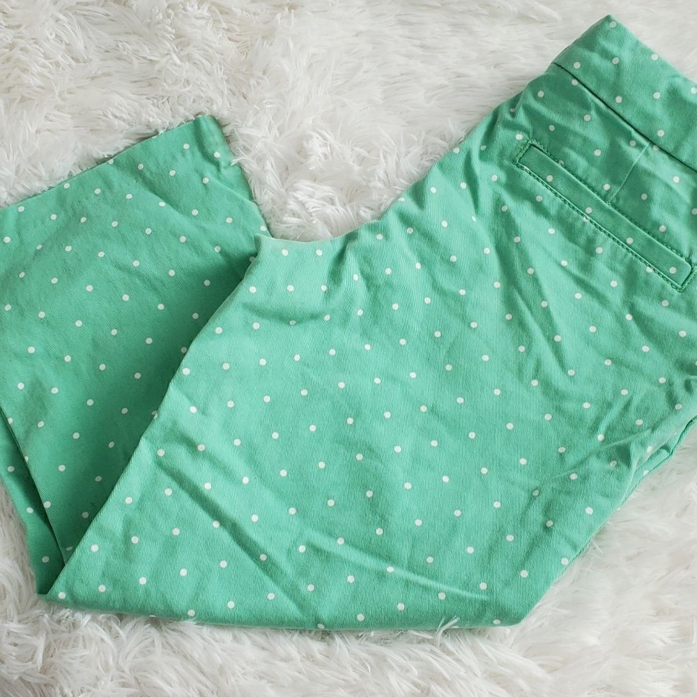 Girl's SO Hertiage Size 10 Mint Green and White Polka Dot Capri Pants